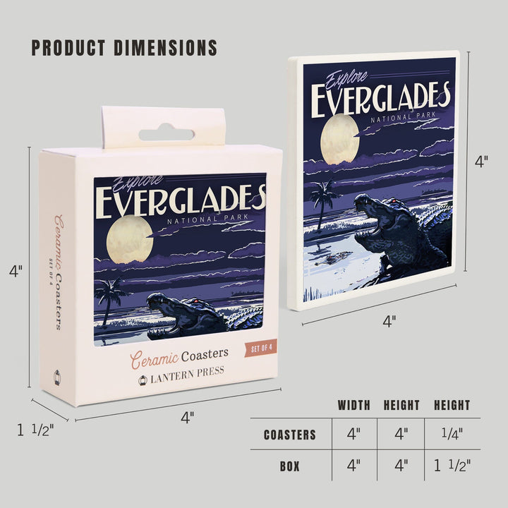 Everglades National Park, Night Alligator, Painterly Series, Coasters Coasters Lantern Press 