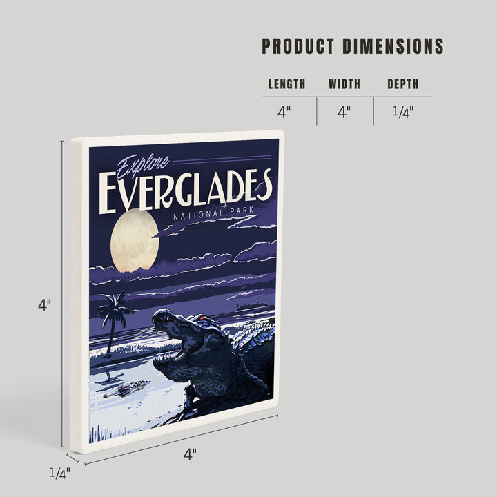 Everglades National Park, Night Alligator, Painterly Series, Coasters Coasters Lantern Press 