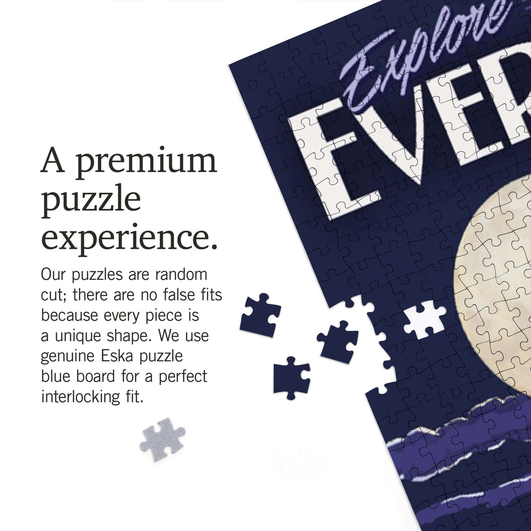 Everglades National Park, Night Alligator, Painterly Series, Jigsaw Puzzle Puzzle Lantern Press 