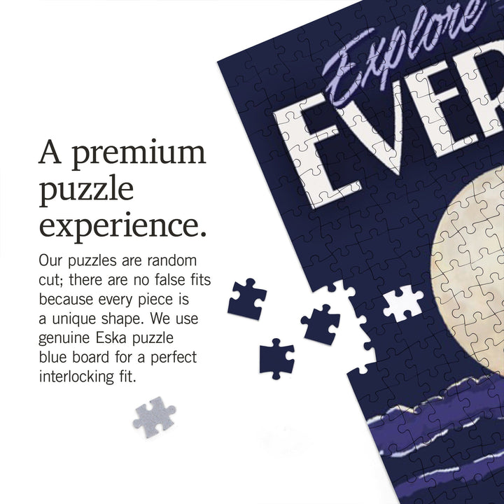 Everglades National Park, Night Alligator, Painterly Series, Jigsaw Puzzle Puzzle Lantern Press 