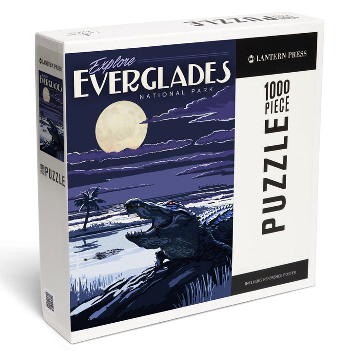 Everglades National Park, Night Alligator, Painterly Series, Jigsaw Puzzle Puzzle Lantern Press 