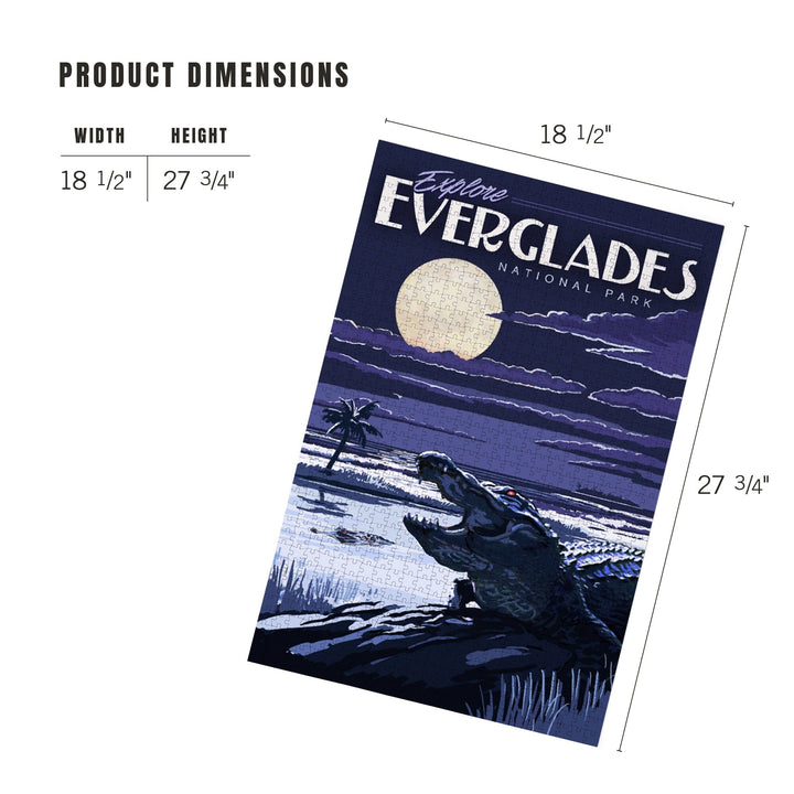 Everglades National Park, Night Alligator, Painterly Series, Jigsaw Puzzle Puzzle Lantern Press 