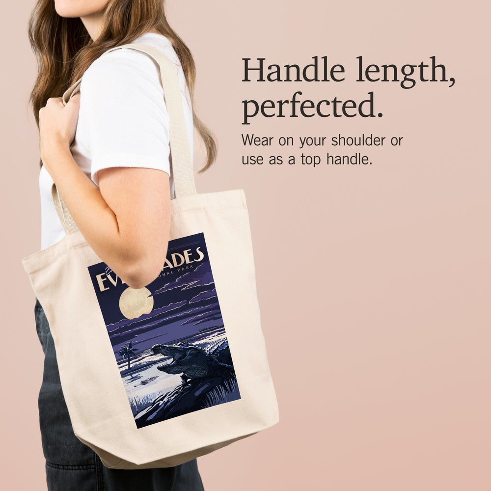 Everglades National Park, Night Alligator, Painterly Series, Tote Bag Totes Lantern Press 