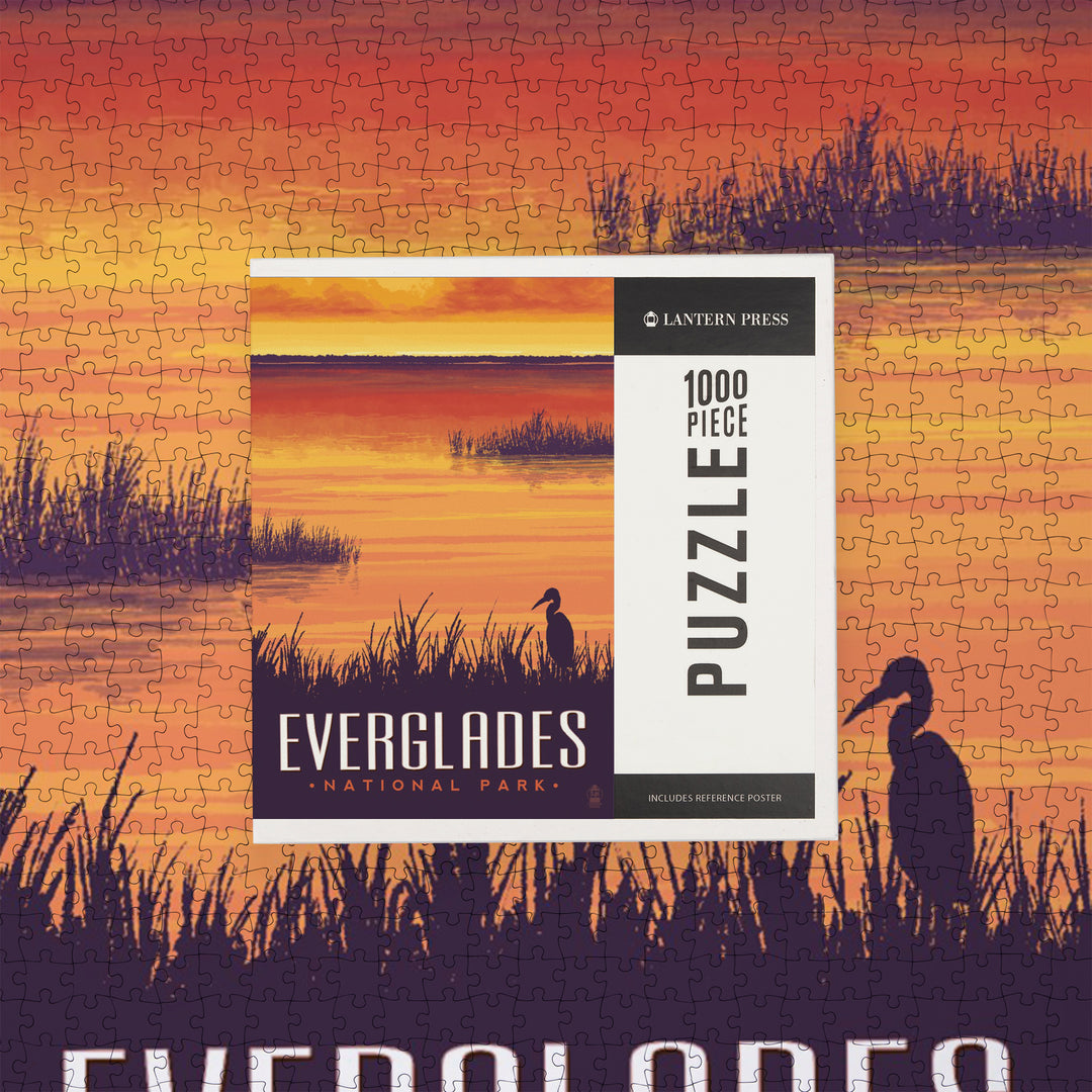 Everglades National Park, Sunset, Jigsaw Puzzle Puzzle Lantern Press 