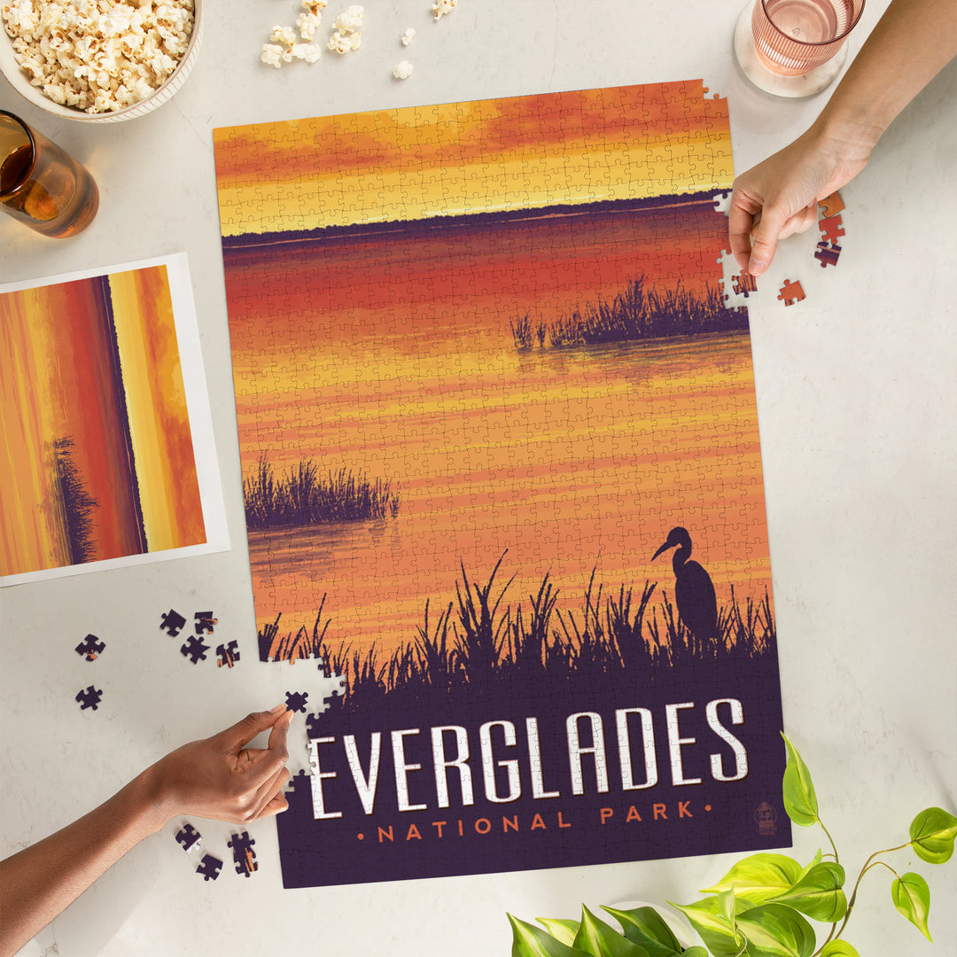 Everglades National Park, Sunset, Jigsaw Puzzle Puzzle Lantern Press 