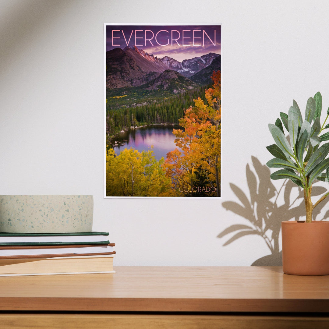Evergreen, Colorado, Rocky Mountain National Park, Purple Sunset and Lake, Photography, Art & Giclee Prints Art Lantern Press 