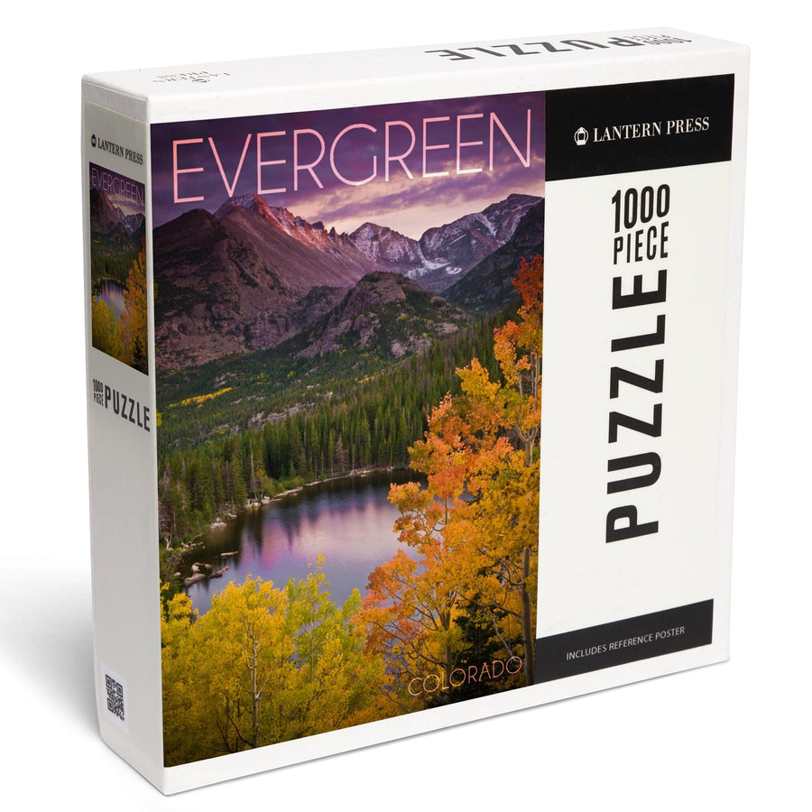 Evergreen, Colorado, Rocky Mountain National Park, Purple Sunset and Lake, Photography, Jigsaw Puzzle Puzzle Lantern Press 
