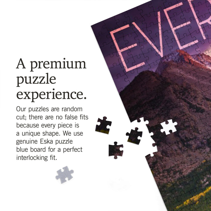 Evergreen, Colorado, Rocky Mountain National Park, Purple Sunset and Lake, Photography, Jigsaw Puzzle Puzzle Lantern Press 