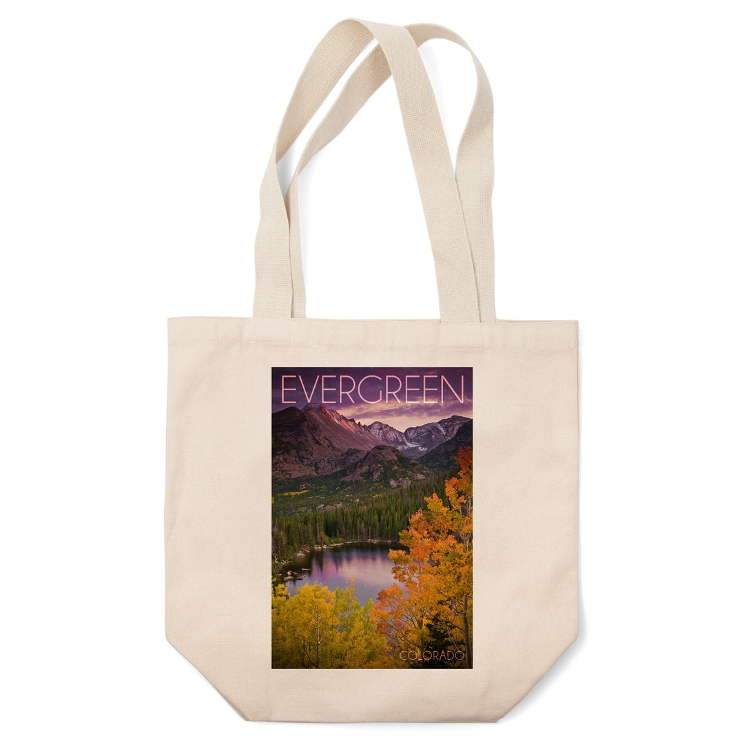 Evergreen, Colorado, Rocky Mountain National Park, Purple Sunset & Lake, Photography, Tote Bag Totes Lantern Press 