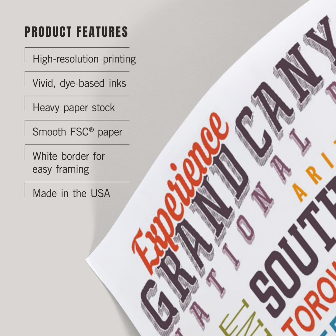 Experience Grand Canyon National Park, Arizona, Art & Giclee Prints Art Lantern Press 