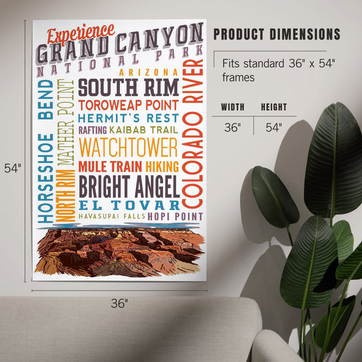 Experience Grand Canyon National Park, Arizona, Art & Giclee Prints Art Lantern Press 