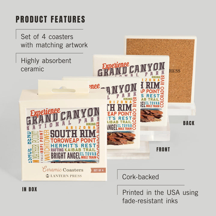 Experience Grand Canyon National Park, Arizona, Coasters Coasters Lantern Press 