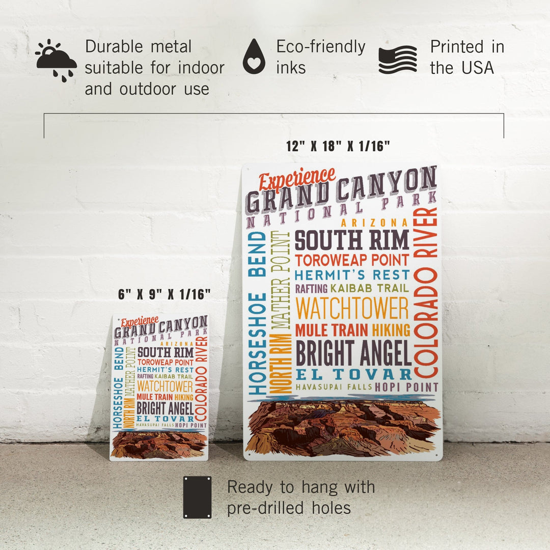 Experience Grand Canyon National Park, Arizona, Metal Signs Metal Lantern Press 