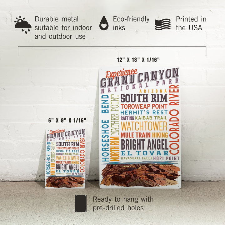Experience Grand Canyon National Park, Arizona, Metal Signs Metal Lantern Press 