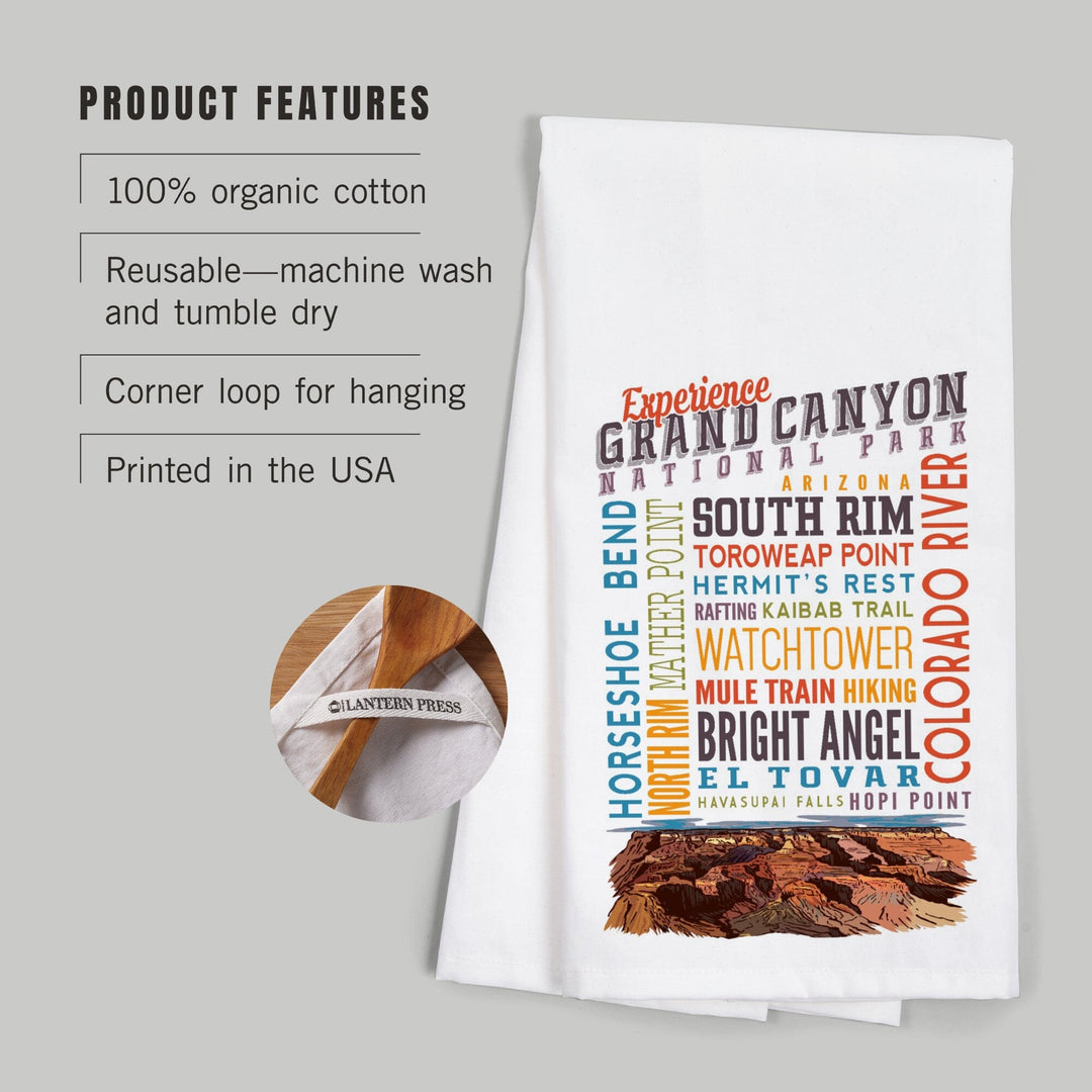 Experience Grand Canyon National Park, Arizona, Organic Cotton Kitchen Tea Towels Kitchen Lantern Press 