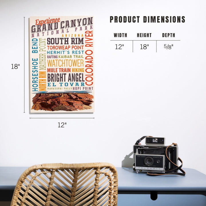 Experience Grand Canyon National Park, Arizona, Wood Signs and Postcards Wood Lantern Press 