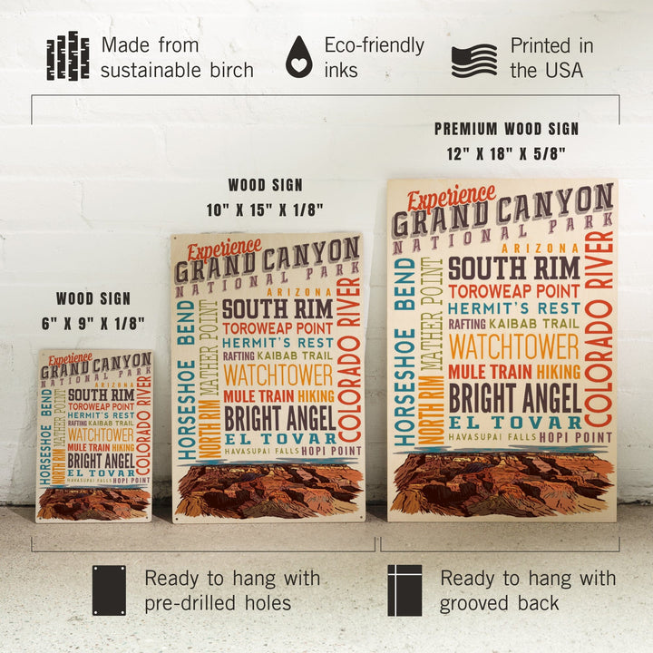 Experience Grand Canyon National Park, Arizona, Wood Signs and Postcards Wood Lantern Press 