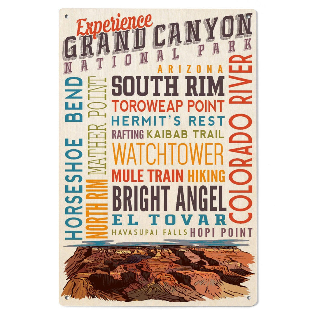 Experience Grand Canyon National Park, Arizona, Wood Signs and Postcards Wood Lantern Press 