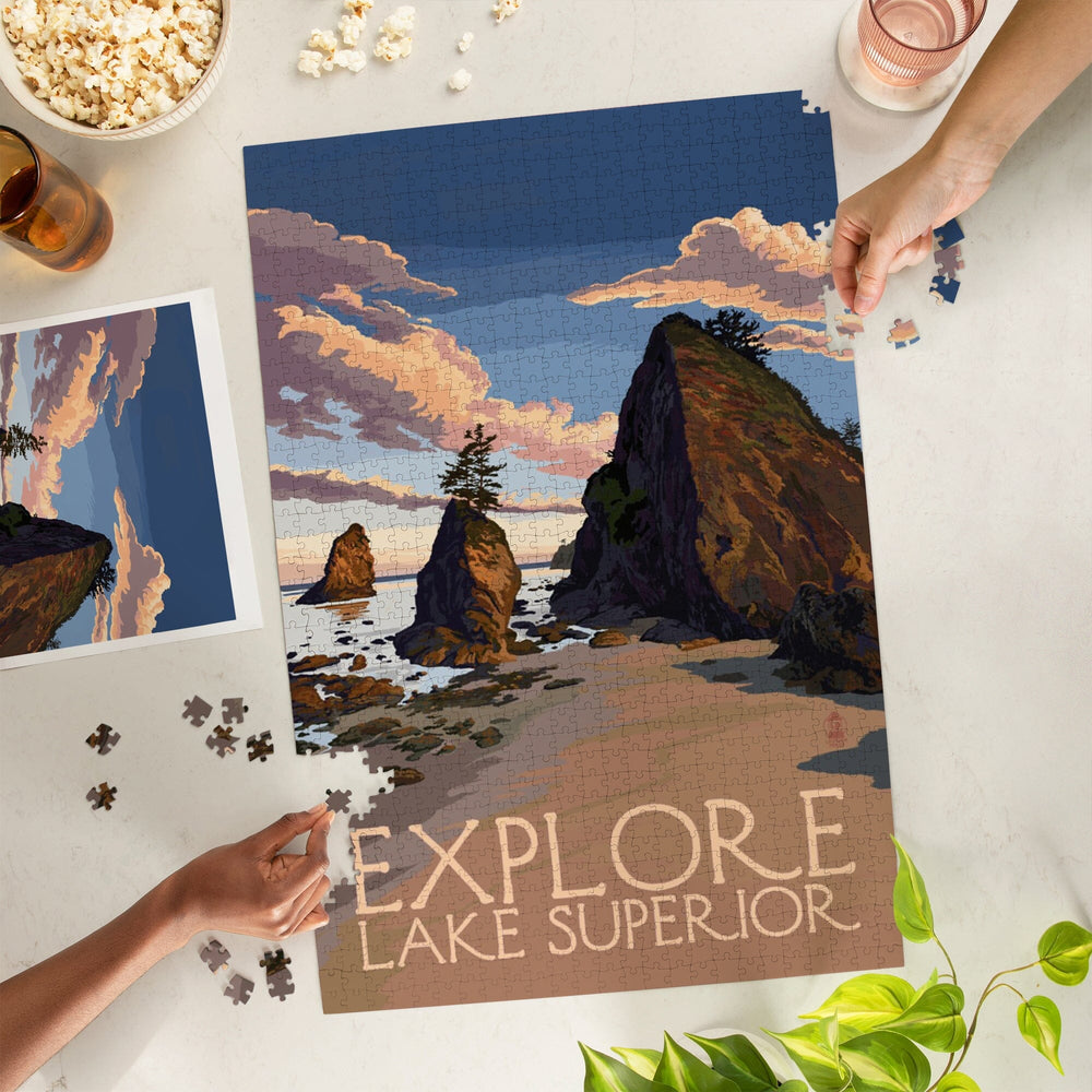 Explore Lake Superior, Rocky Shore, Jigsaw Puzzle Puzzle Lantern Press 