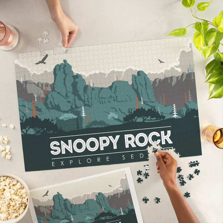 Explore Sedona, Arizona, Snoopy Rock, Jigsaw Puzzle Puzzle Lantern Press 