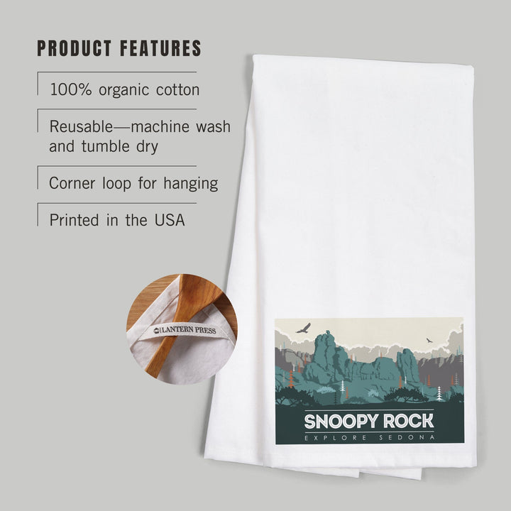 Explore Sedona, Arizona, Snoopy Rock, Organic Cotton Kitchen Tea Towels Kitchen Lantern Press 