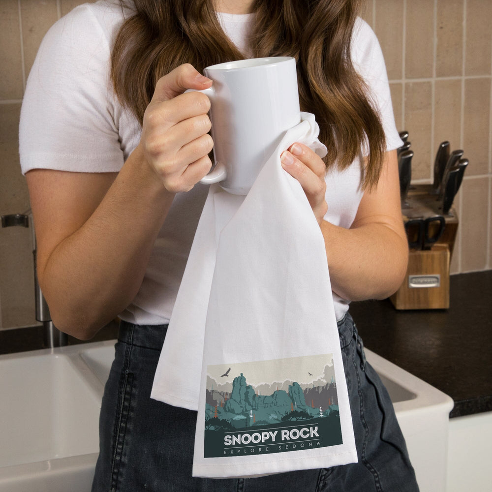 Explore Sedona, Arizona, Snoopy Rock, Organic Cotton Kitchen Tea Towels Kitchen Lantern Press 