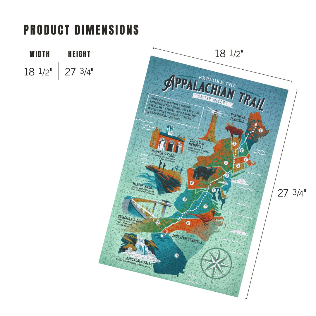 Explore the Appalachian Trail, Traveler's Map, Jigsaw Puzzle Puzzle Lantern Press 