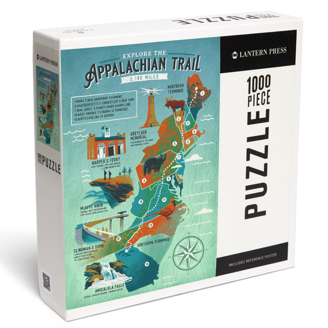 Explore the Appalachian Trail, Traveler's Map, Jigsaw Puzzle Puzzle Lantern Press 