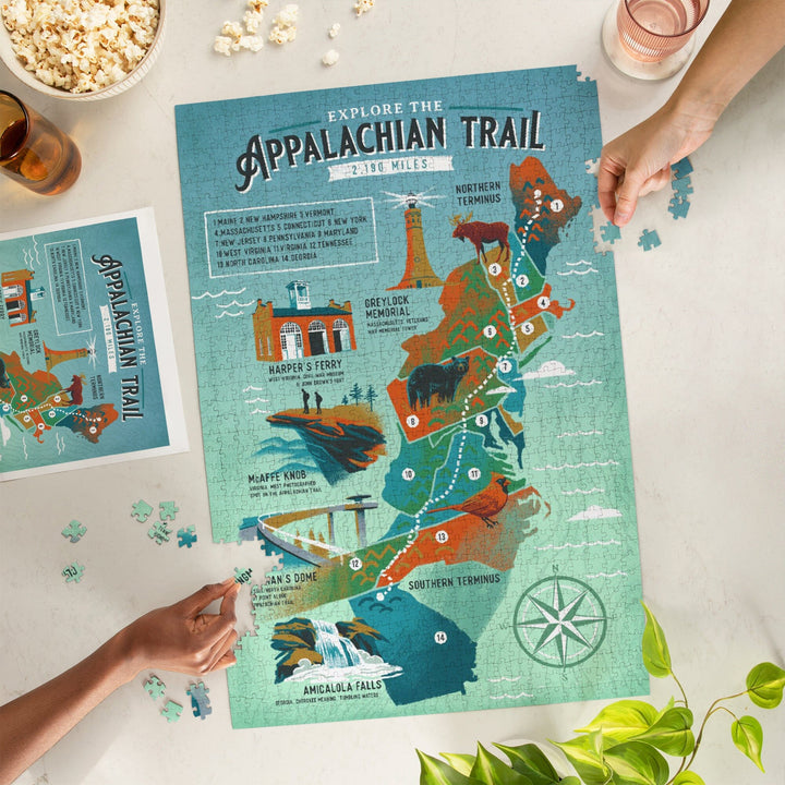 Explore the Appalachian Trail, Traveler's Map, Jigsaw Puzzle Puzzle Lantern Press 