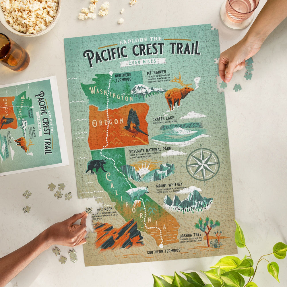 Explore the Pacific Crest Trail, Traveler's Map, Jigsaw Puzzle Puzzle Lantern Press 