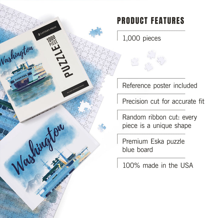 Washington, Watercolor, Ferry, Jigsaw Puzzle