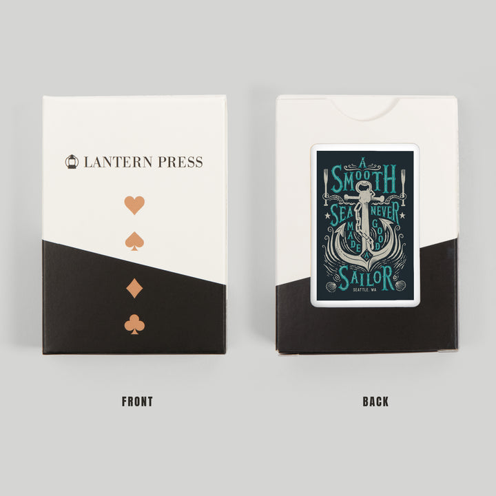 Playing Cards, Seattle, Washington, Sailor's Pride Collection, Anchor, A Smooth Sea, 52 Card Deck with Jokers in Box, Unique Art