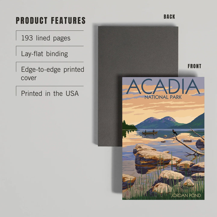 Lined 6x9 Journal, Acadia National Park, Maine, Jordan Pond, Lay Flat, 193 Pages, FSC paper