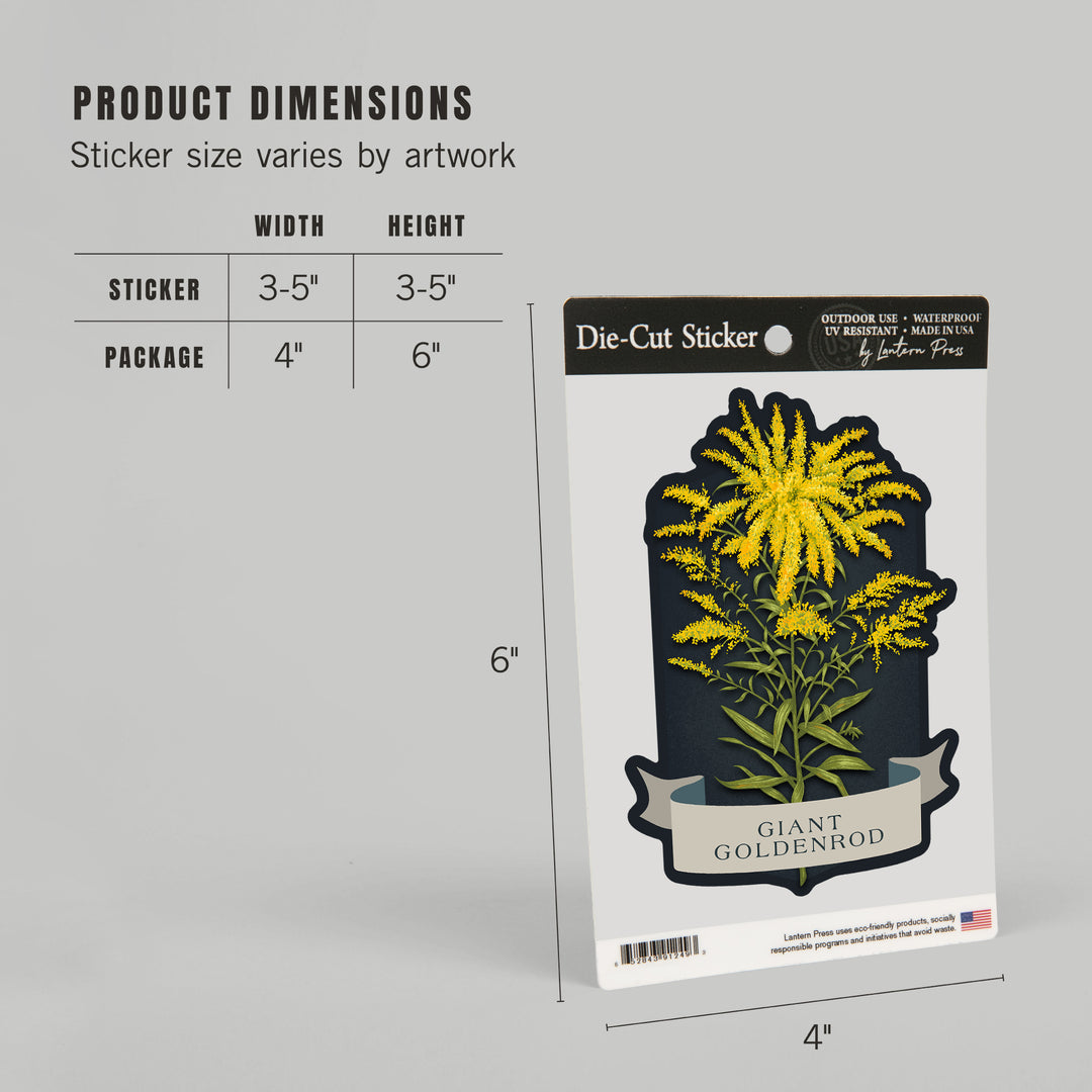 Vintage Flora Noir, Giant Goldenrod, Vinyl Sticker
