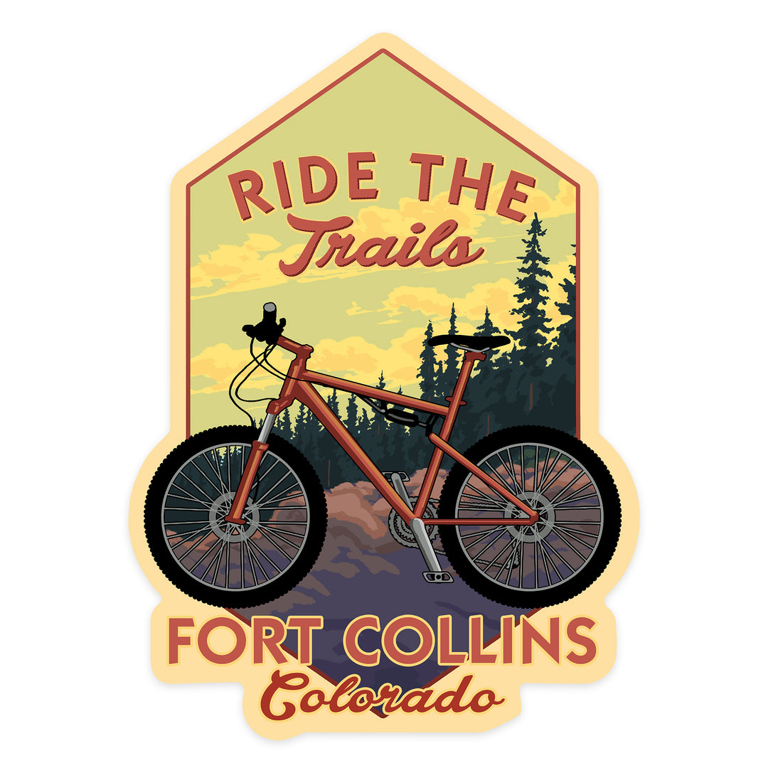Fort Collins, Colorado, Enjoy the Ride, Mountain Bike, Contour, Vinyl Sticker