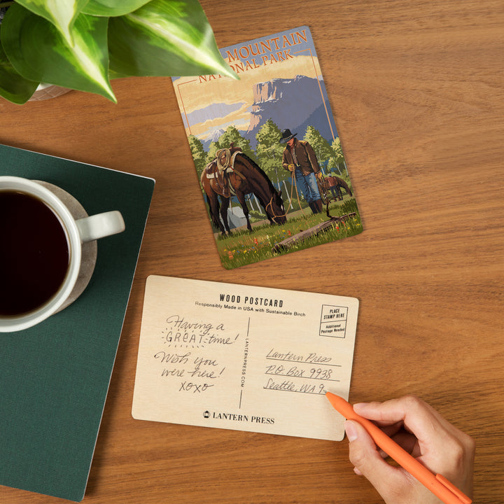 Rocky Mountain National Park, Colorado, Cowboy, Wood Sign and Postcards