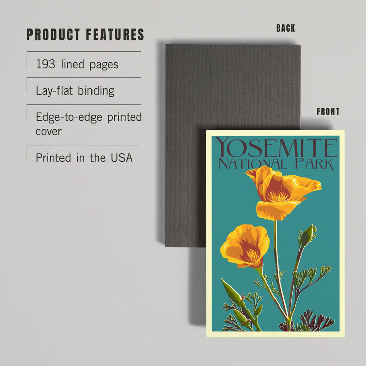 Lined 6x9 Journal, Yosemite National Park, California, Poppy, Letterpress, Lay Flat, 193 Pages, FSC paper