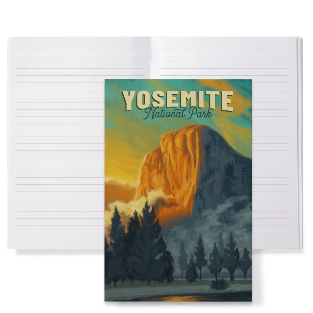 Lined 6x9 Journal, Yosemite National Park, California, El Capitan, Oil Painting, Lay Flat, 193 Pages, FSC paper