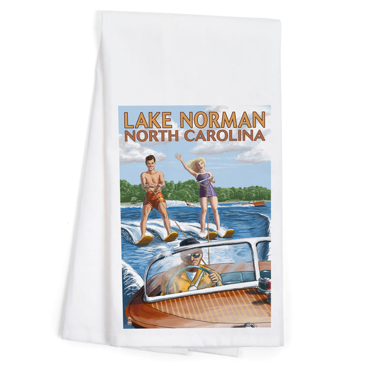 Lake Norman, North Carolina, Water Skiing, Organic Cotton Kitchen Tea Towels