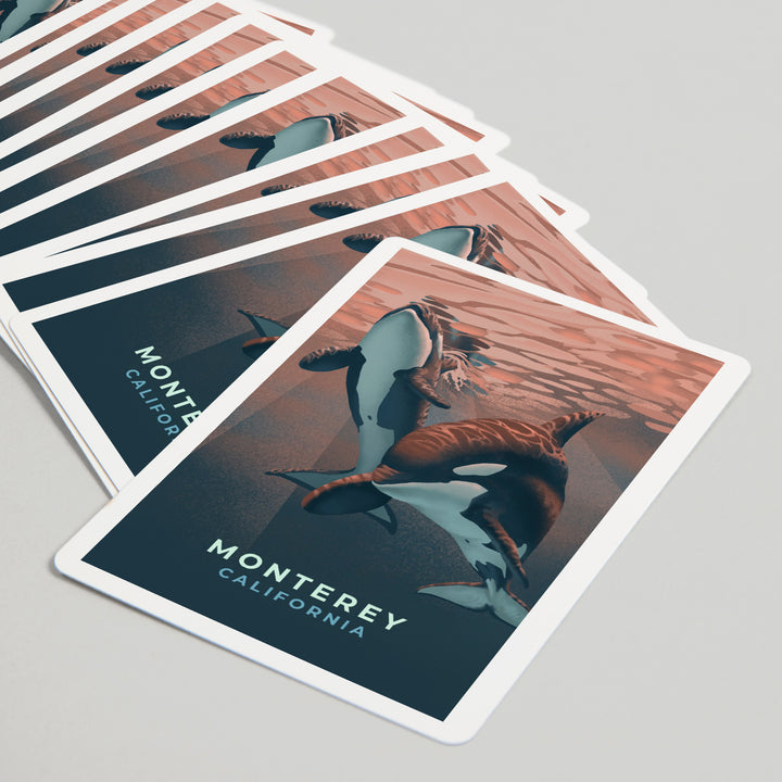 Playing Cards, Monterey, California, Orca, Lithograph, 52 Card Deck with Jokers in Box, Unique Art