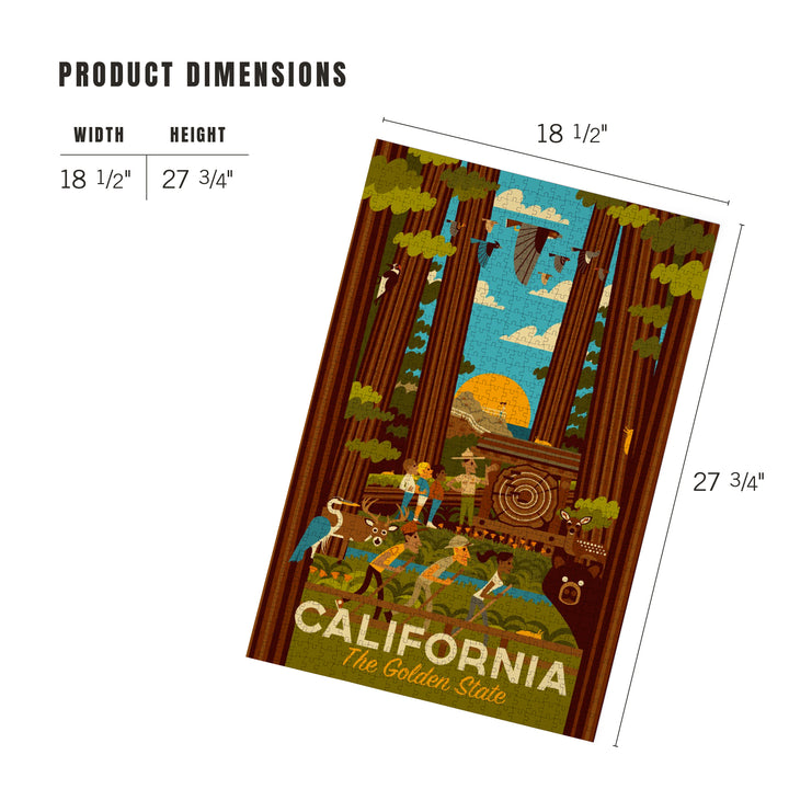 California, Geometric, The Golden State, 1000 Piece Jigsaw Puzzle
