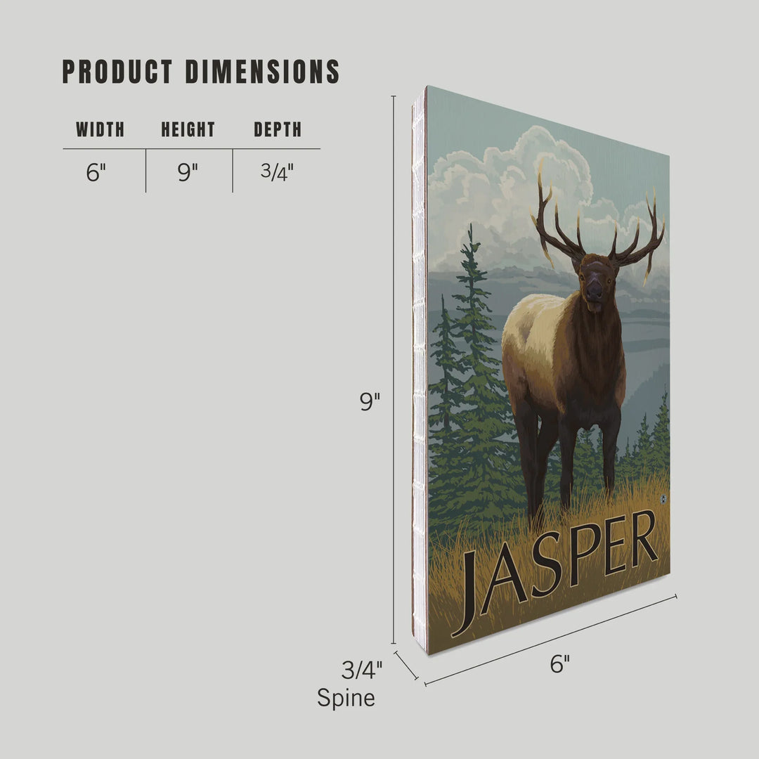 Lined 6x9 Journal, Jasper National Park, Canada, Elk Scene, Lay Flat, 193 Pages, FSC paper