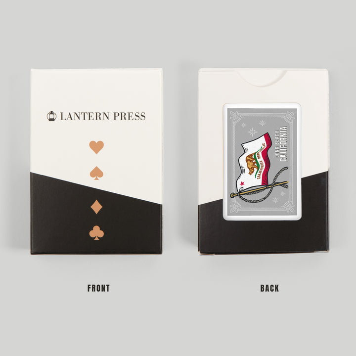 Playing Cards, Long Beach, California, Waving State Flag, State Series, 52 Card Deck with Jokers in Box, Unique Art