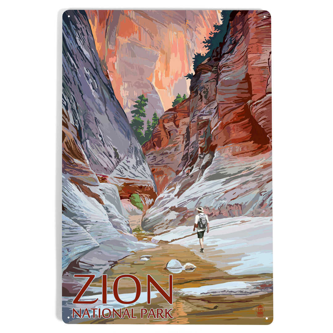 Zion National Park, Utah, Slot Canyon, Illustration, Metal Signs