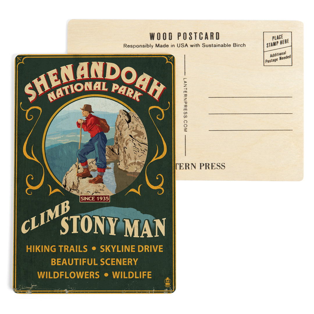 Shenandoah National Park, Virginia, Climb Stony, Wood Sign and Postcards