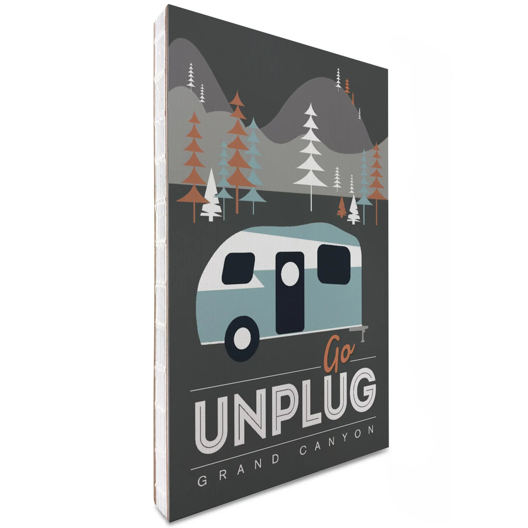 Lined 6x9 Journal, Grand Canyon National Park, Arizona, Go Unplug (Retro Camper), Vector Style, Lay Flat, 193 Pages, FSC paper