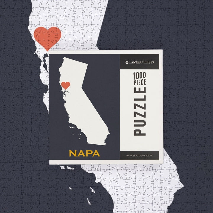 Napa, California, Home State, White on Gray Outline, Jigsaw Puzzle