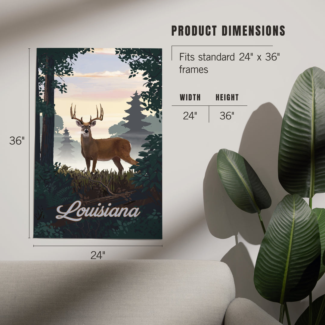 Louisiana, Painterly, Deer and Sunrise, Art & Giclee Prints