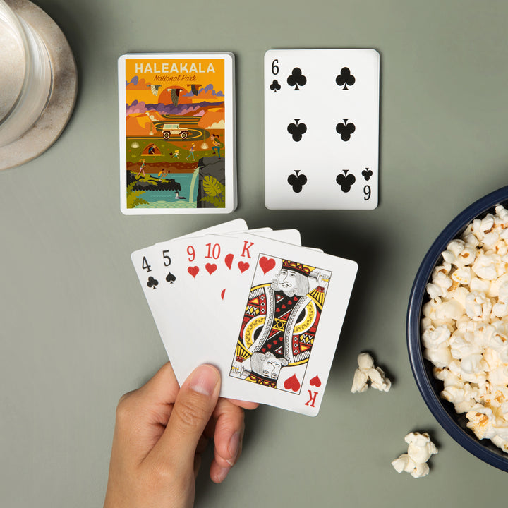 Playing Cards, Haleakalā National Park, Hawaii, Geometric National Park Series, 52 Card Deck with Jokers in Box, Unique Art