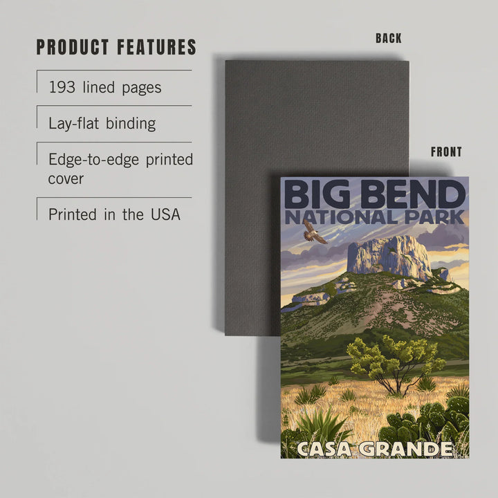 Lined 6x9 Journal, Big Bend National Park, Texas, Casa Grande, Lay Flat, 193 Pages, FSC paper